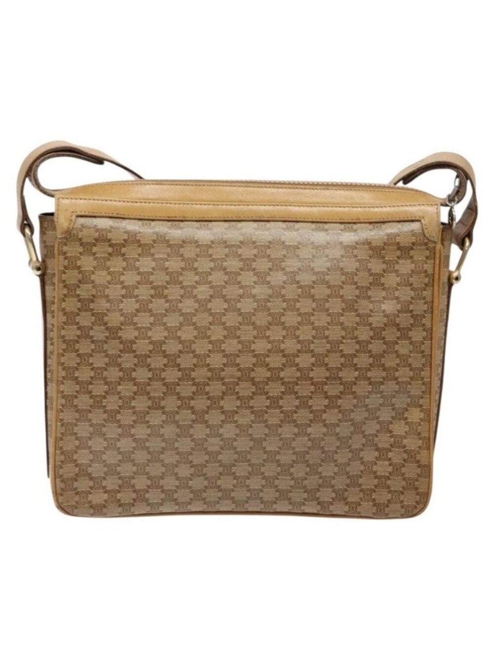 Authentic CELINE Macadam Canvas Shoulder Bag Beige Gold - Picture 10 of 16